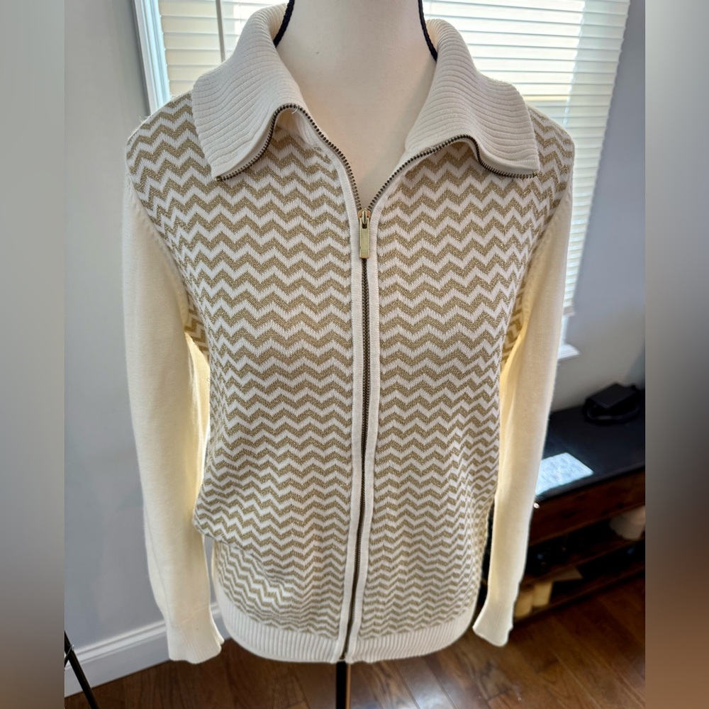 Chico's Metallic Accent Sweater Cardigan Size Large
